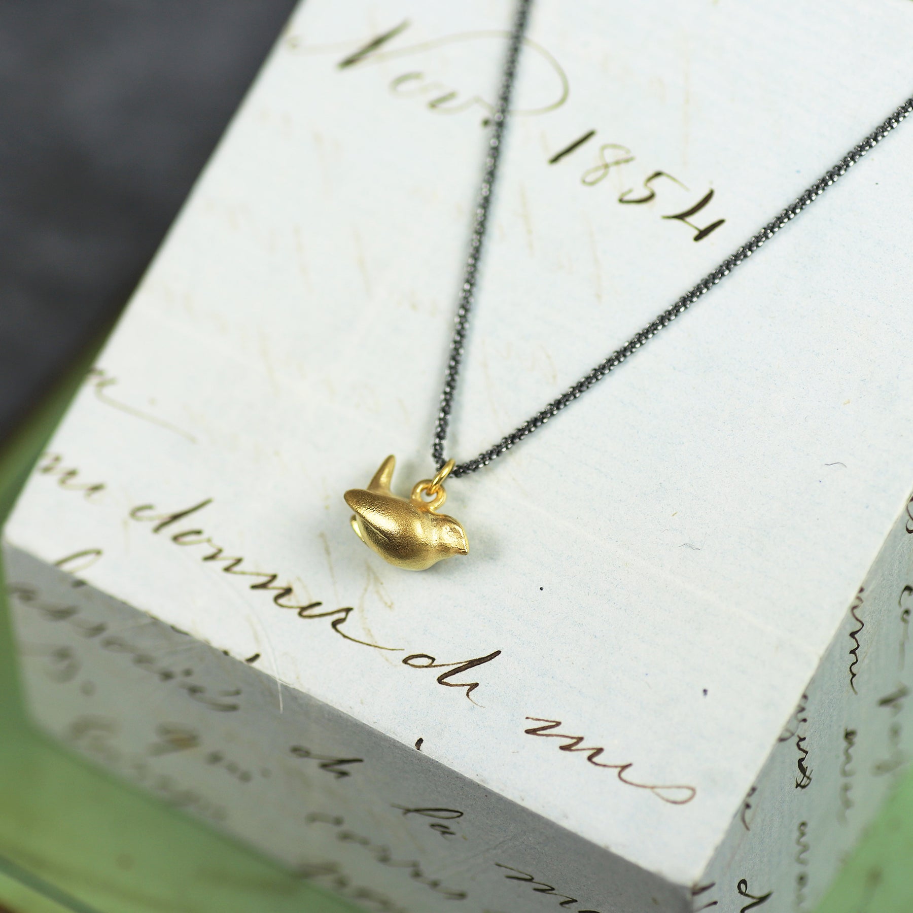 Tiny Golden Wren Necklace