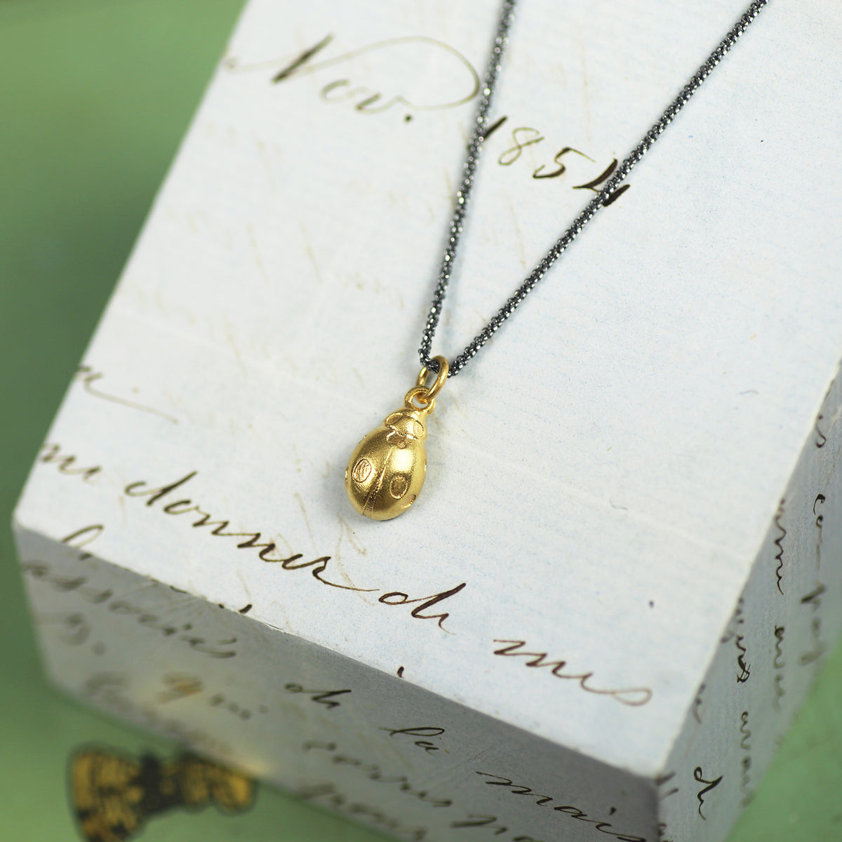Tiny Golden Lady Bird Necklace