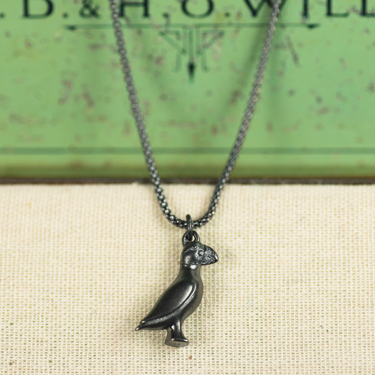 Midnight Puffin Necklace