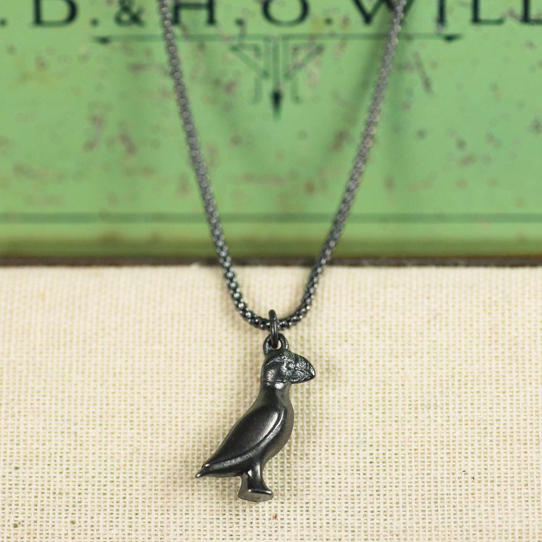 Midnight Puffin Necklace