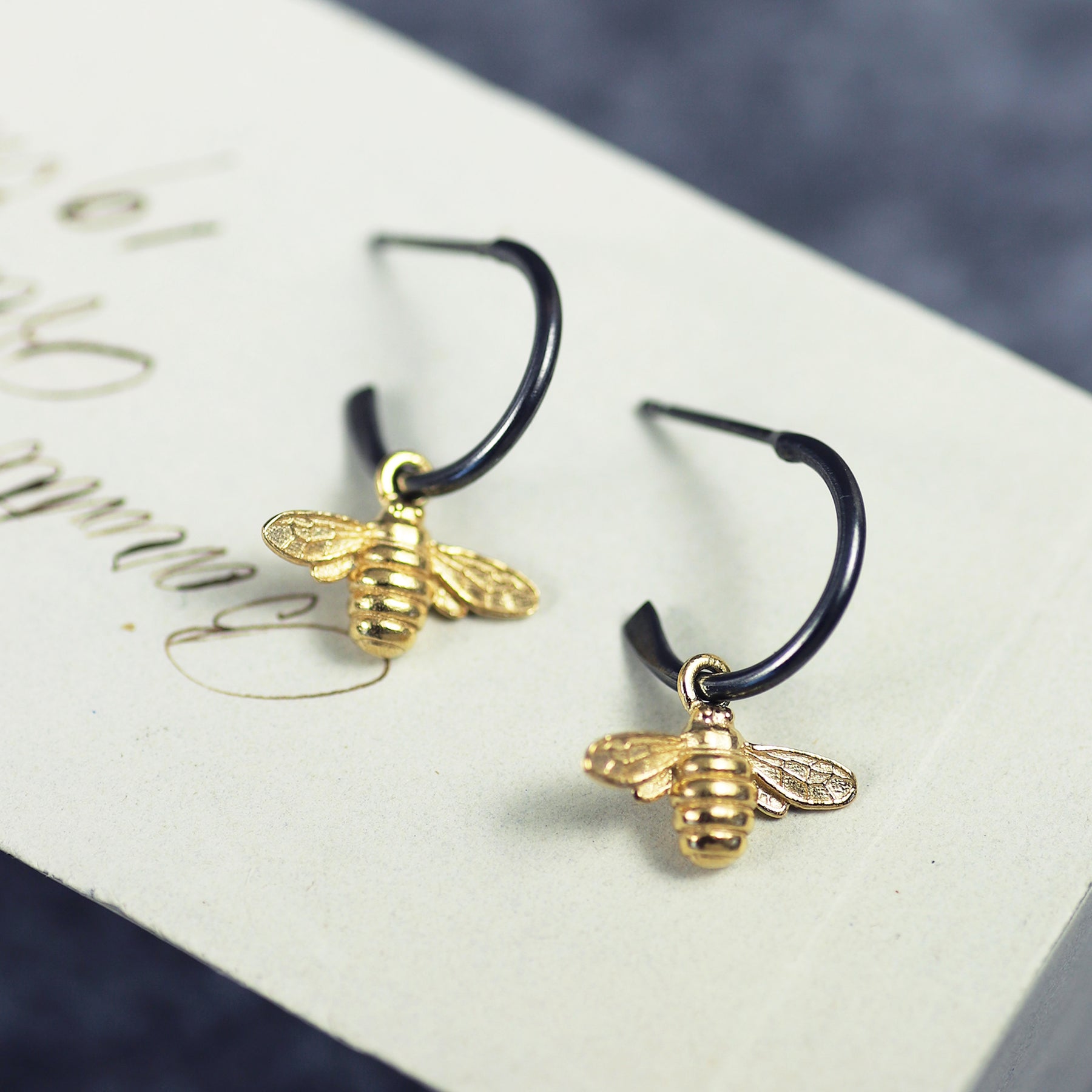 Golden Bee Hoop Earrings