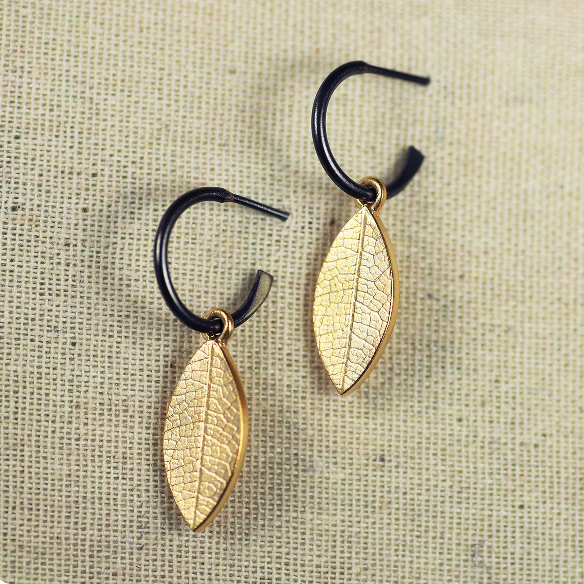 Golden Leaf Hoop Earrings