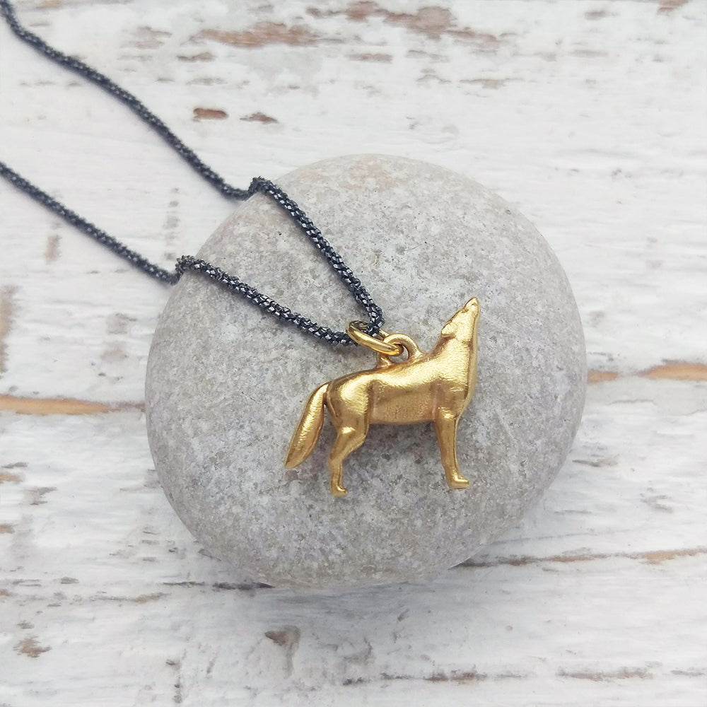 Golden Alpha Wolf Necklace