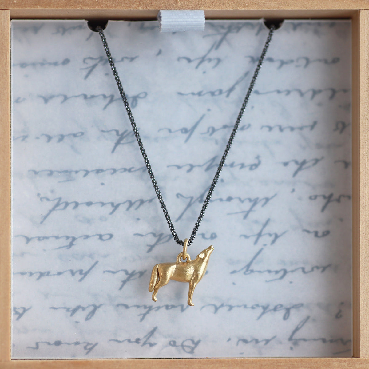 Little Golden Wolf Necklace