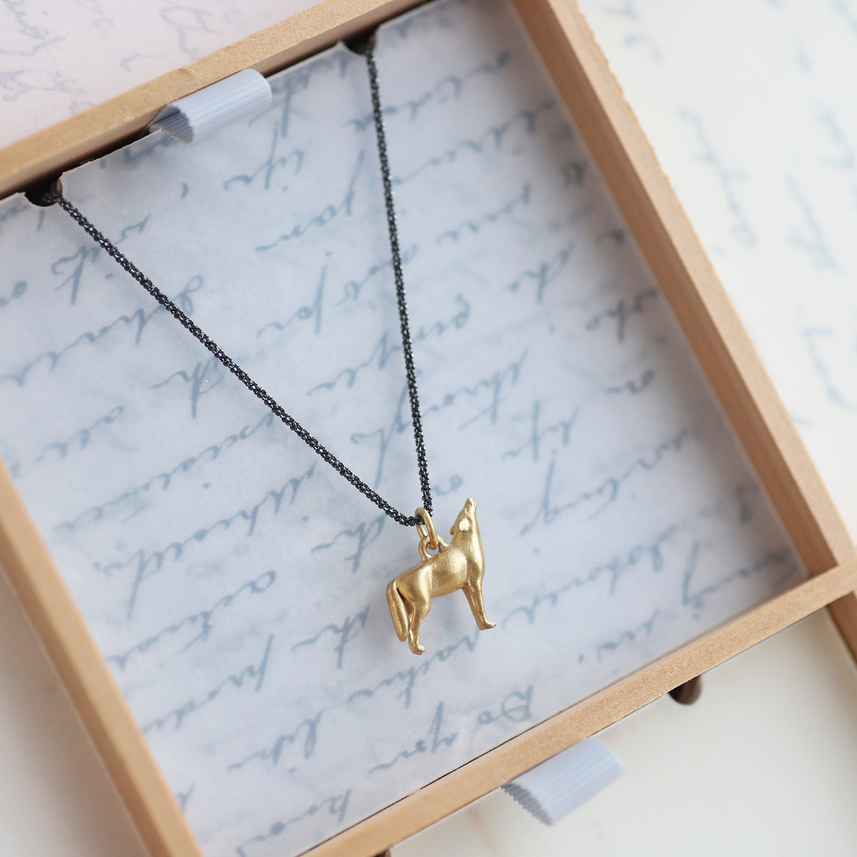 Little Golden Wolf Necklace