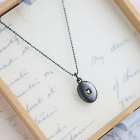 Midnight Pebble Heart Necklace